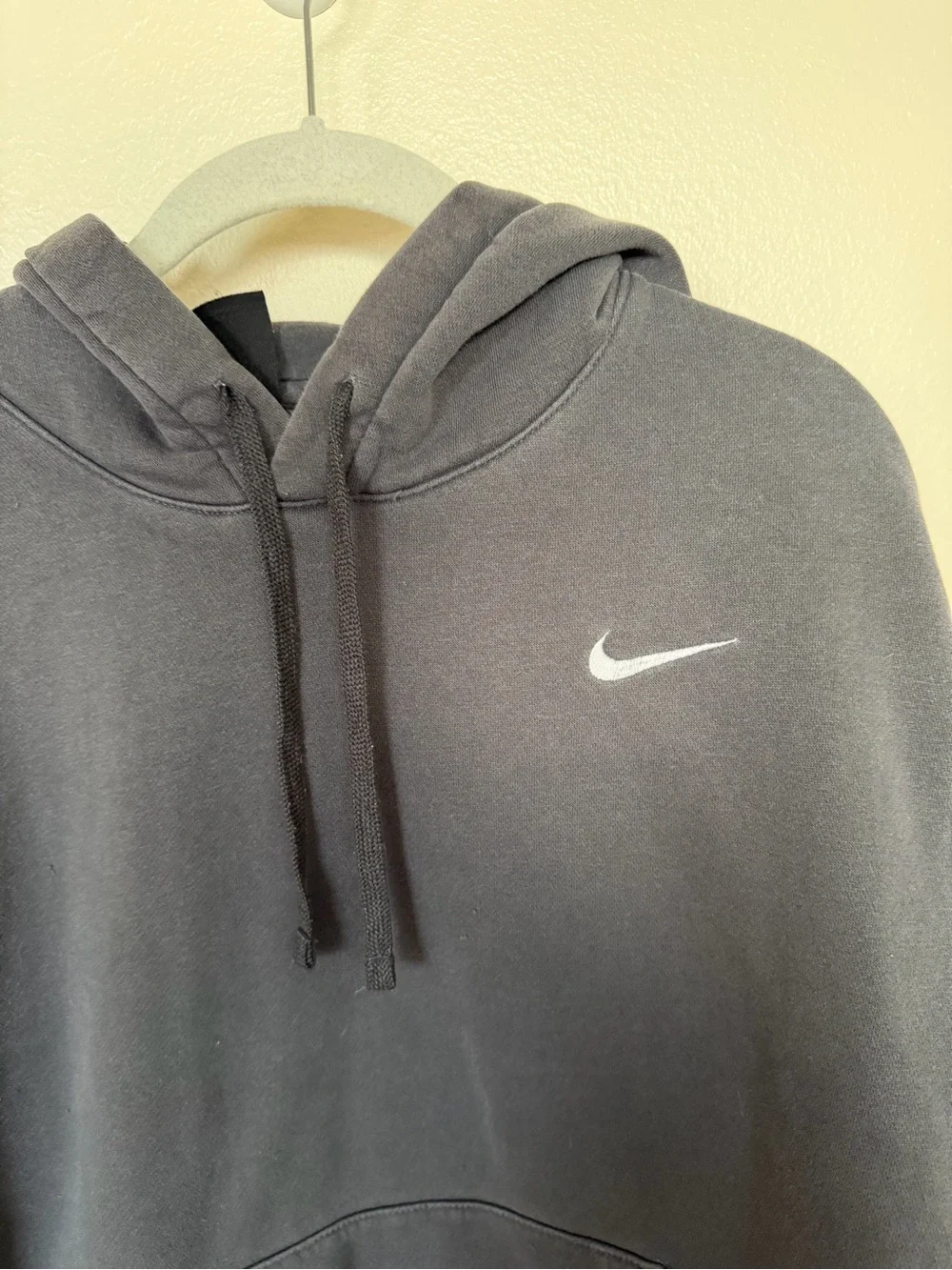 NIKE Charcoal Black Embroidered Check Holded Sweatshirt Hoodie